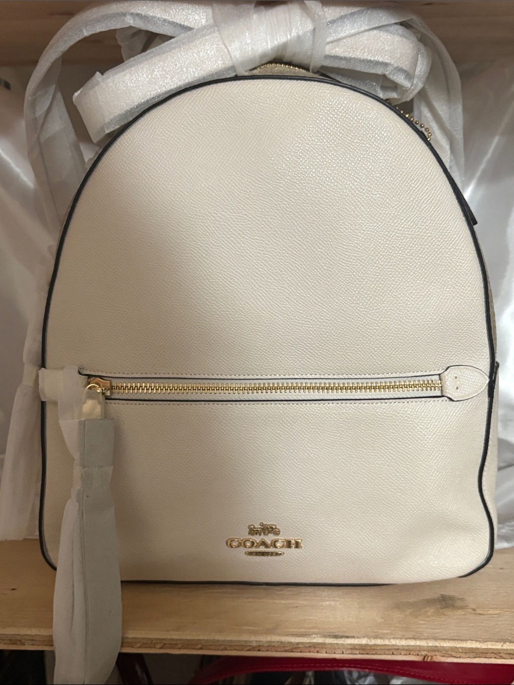 Coach Ivory Pebbled Leather Mini Backpack with Gold Hardware